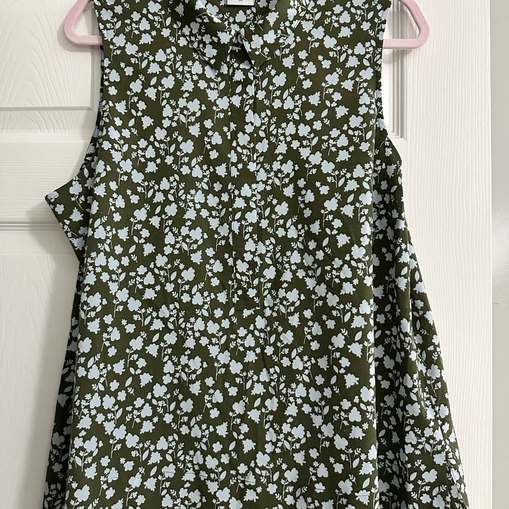 CAbi Olive Floral Button-Up Shirt